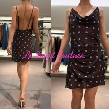 ZARA WOMAN NWT SS26 POLKA DOT MINI DRESS BROWN BLUE 3564/051/049