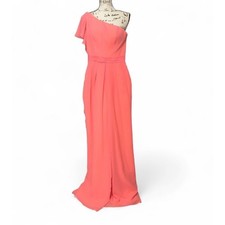 Mary's Coral One Shoulder Formal Gown Evening Maxi Pant Dress Size 6