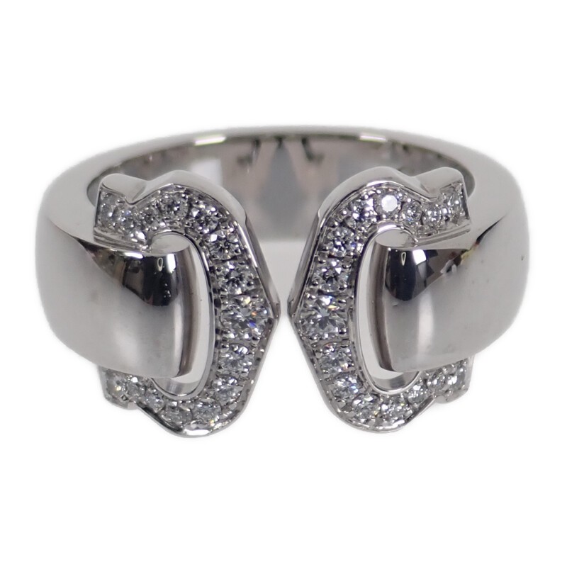 Cartier 2C Boucourse Diamond Ring in White Gold Size US 4.25 Women's Jewelry #01021-image