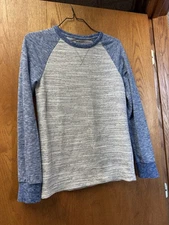 Arizona Jean Co Womens Long Sleeve Shirt Size Small Blue & Gray Crew Neck