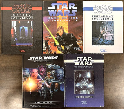 Lot of 5 Star Wars Roleplaying Game Books from West End Games + WotC - COMPLETE!