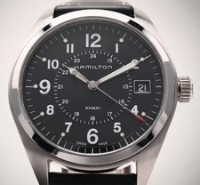 [Near MINT] HAMILTON KHAKI H685510 Quartz Black Silver 40mm Men's Watch JAPAN