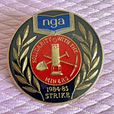 'RARE'  Vintage 1984-1985 N.U.M Miners Strike NGA Solidarity Enamel Pin Badge
