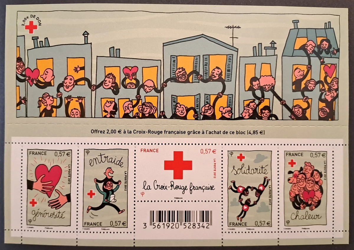 Blocs et feuillets de timbres français en bloc, sur croix-rouge