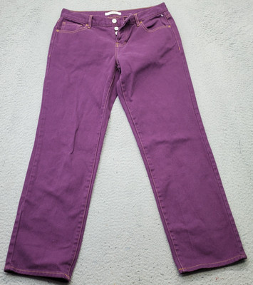 PacSun Straight Jeans Womens 27 Purple Denim Contrast Stitch Low Rise Button Fly