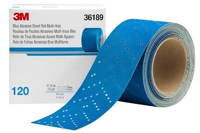 3M 36189 HOOKIT BLUE ABRASIVE SHEET ROLL 120 GRIT 2.75'' x 13 YARDS
