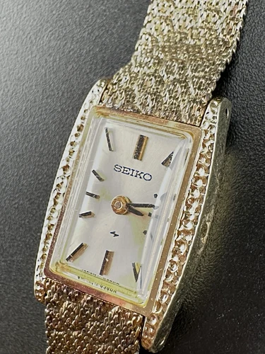 Vintage Seiko Tank Watch Gold Tone 11-3189 Mechanical No Crown- For Repair O1