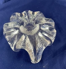 Blenko Art Glass MCM Ice Flow Don Shephard Tri-Footed Candle Holder Stand