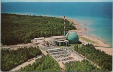 Postcard Charlevoix Michigan Big Rock Point Nuclear Power Plant Aerial View