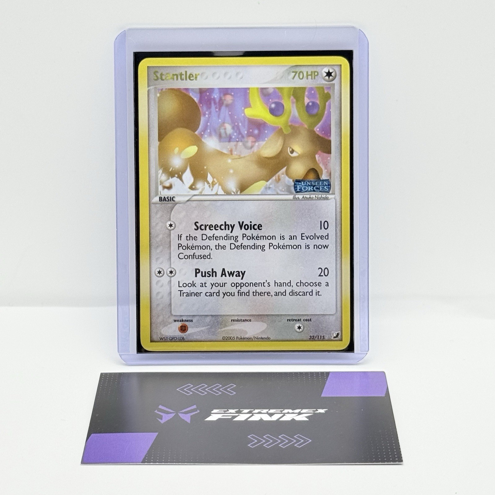 POKEMON STANTLER HOLO CARD 32/115 - STAMPED ENG - EX UNSEEN FORCES - NEAR MINT