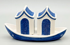 Willow Blue Collectibles Salt Pepper Boat Cruet Set Christopher Johnson China 5