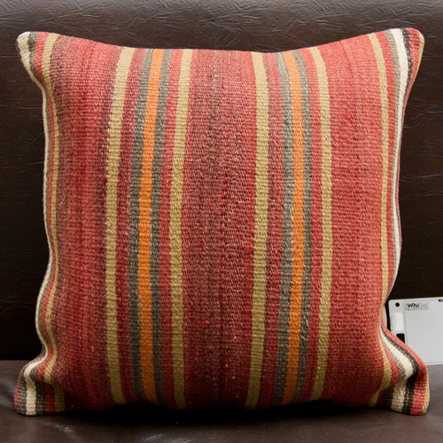 20"x20" 50x50 Hand Woven Turkish Striped Kilim Rug Vintage Pillow Cover Cushion