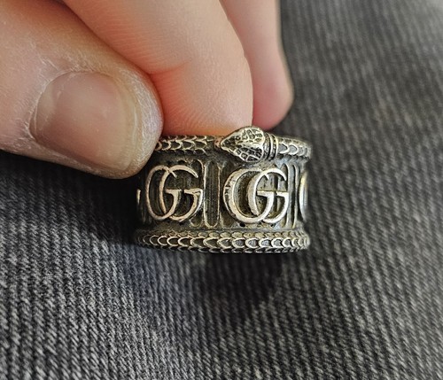 Gucci Sterling Silver GG Marmont Aged Snake Ring - Size 14 - Picture 6 of 6