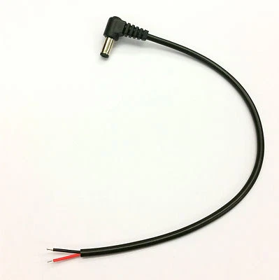 P2G MALE 5.5mm x 2.1mm RIGHT ANGLE 90° DC Plug Cord Bare Tinned Ends DIY REPAIR