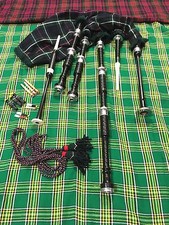 Great Highlands cornamuse palissandro Mackenzie tartan e cordoncino metallo argento supporti
