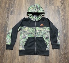 Nike SB Hoodie Sweatshirt Youth Boys Small Black Green Full Zip Fern Pattern