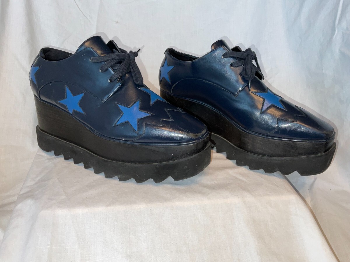 sz Stella McCartney Wooden Platform Navy w/ Blue Stars Shoes