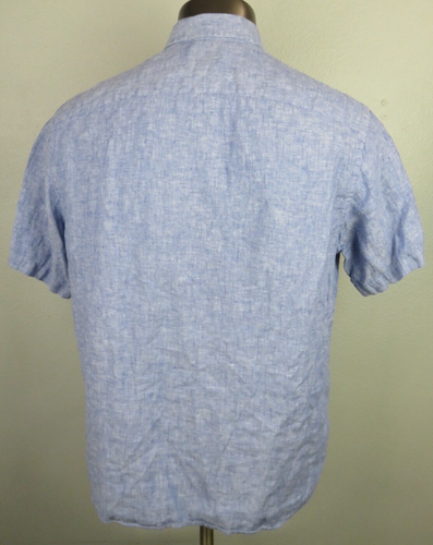 Mens Untuckit Short Sleeve Button Front Shirt Blue Size XL 100% Linen Summer - Picture 2 of 4