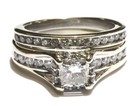 14k white gold 1.23ct princess diamond halo engagement ring wedding band 7.1g  — photo 3