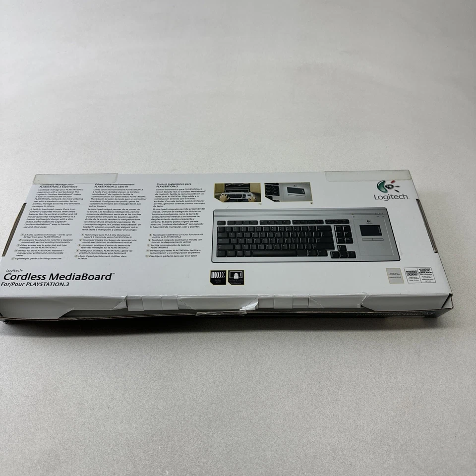 Logitech Cordless MediaBoard Y-RAN77 RARE SILVER for Playstation 3 OPEN BOX - Image 3 of 4