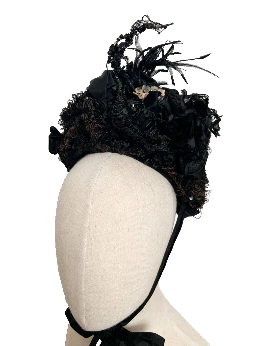 Черные винтажные женские головные уборы в викторианском стиле