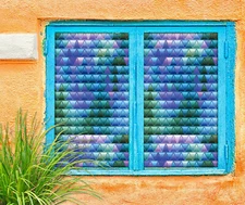 3D Blue Triangle Brick ZHUA615 Window Film Print Sticker Cling Stained Glass UV