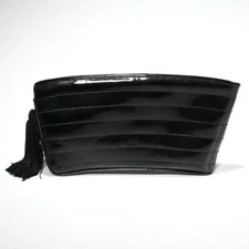 Mr. Beene Geoffrey Beene Black patten Leather Clutch Purse W/Tassel