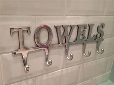 LARGE TOWEL HOLDER RACK,BATH HANGER HOOKS,WALL MOUNTED BATHROOM ALUMINIUM CHROME