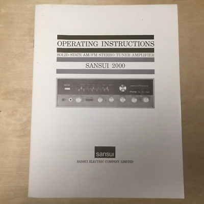 Sansui Owner User Manual Template for the 2000 Tuner Amp Receiver Original