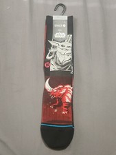 STANCE Star Wars Manga Mudhorn Crew Socks sz Large 9-13 Black Yoda Mandalorian