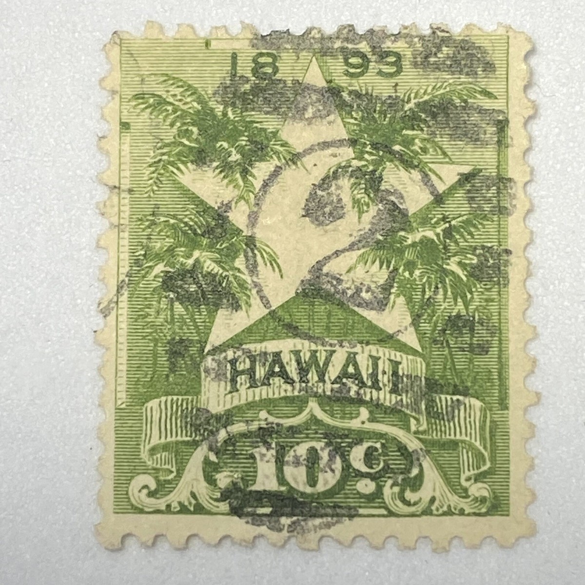 Hawaii #77 1893 Green Palm Trees Star 10 Cent Stamp Cancel | eBay
