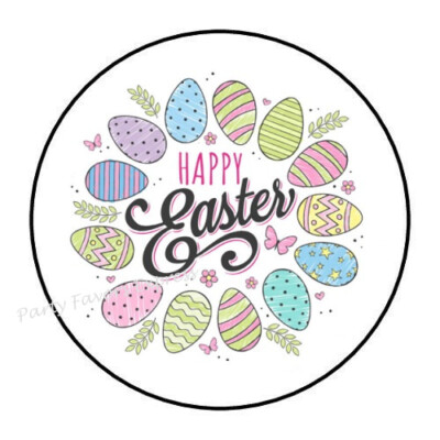 10cm Auto-Aufkleber Sticker Decal Laptop Farbe Happy Easter Egg Wreath R1755