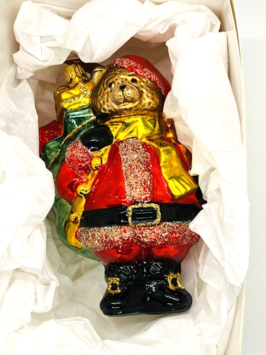 Seltener Weihnachtsbär Weihnachtsschmuck Glaswaren Kunst Studio handgefertigt mit Aufbewahrungsbox - Bild 6 von 23