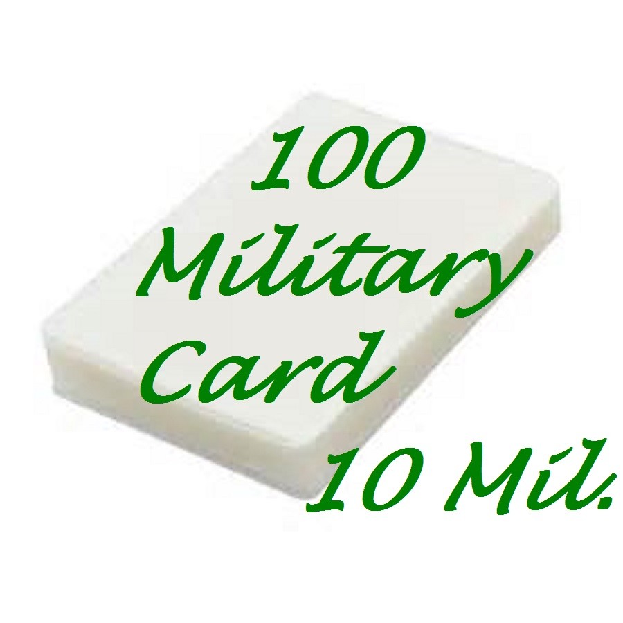 100 Military Card 10 Mil Laminating Pouches Sleeves 2-5/8 x 3-7/8 EXTRA CLEAR