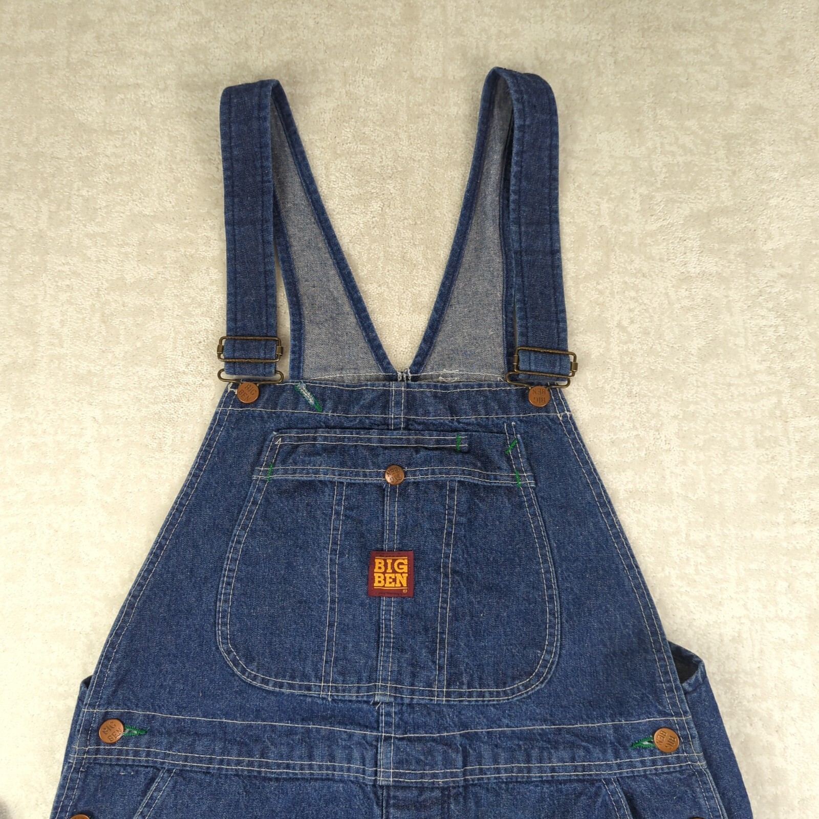 Vintage Big Ben Wrangler Bib Overalls Mens 36x30 Deni… Gem