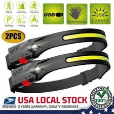 COB LED Headlamp USB Rechargeable Bar Head Band Lamps Headlight Torch Work Light