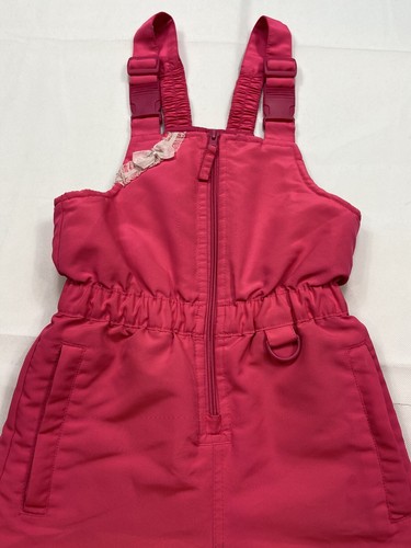 Roebuck & Co Girls Large (6X) Pink Insulated Snow Bibs Overalls Boot Gaiters Zip - Picture 3 of 9
