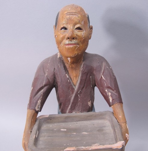 Rare Antique Pair of 18th C. CHINESE EXPORT Carved Wood Figures,  circa 1750 - Picture 2 of 12