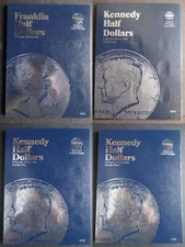 Set of 4 Whitman Franklin Kennedy Half Dollar Coin Folders 1948-2021 Book Album
