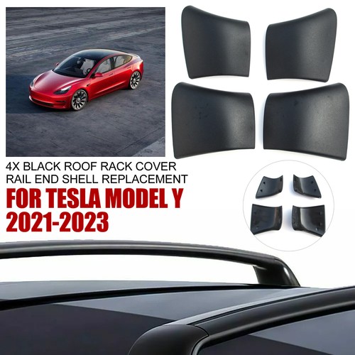 4x Black Roof Rack Cover Rail End Shell Replacement For Tesla Model Y 2021-2023 - Picture 2 of 19