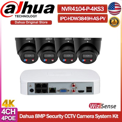 Dahua 4k 4CH 4POE CCTV System 8MP AI IP Camera TiOC 2.0 SMD Full Color Dual Lot