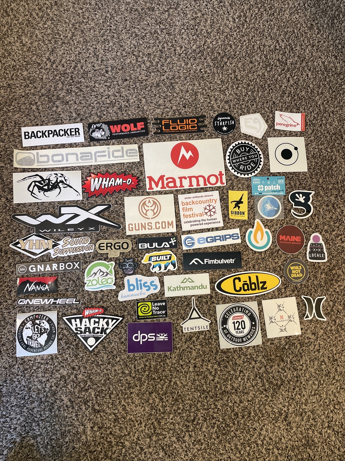 44 Outdoor Stickers!!! Cablz Hillsound Marmot Wileyx Bula Ergo Gibbon ...