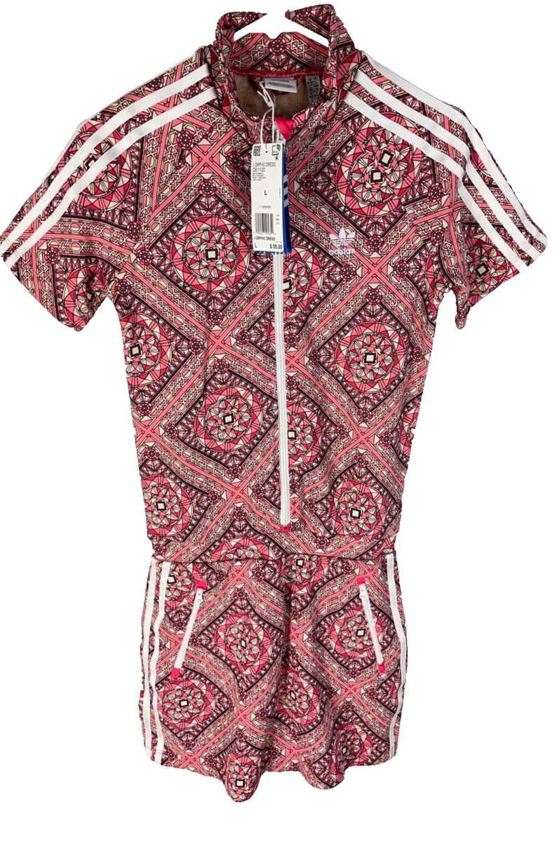 ADIDAS Girls Youth Dress LARGE Grade School Pink Geometric Print