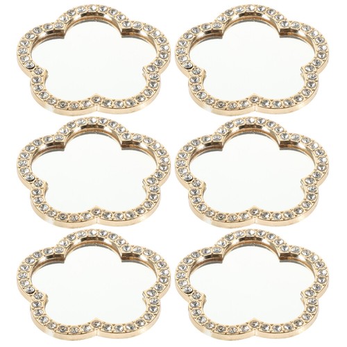 6pcs Phone Mirror Flower Shape Mirror Rhinestone Phone Camera Mini Mirror Supply - 第 1/12 張圖片
