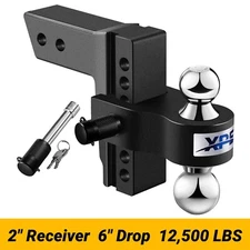 XPE Trailer Hitch Fits 2 Inch Receiver, 6 Inch Adjustable Drop Hitch, 12,500 LBS