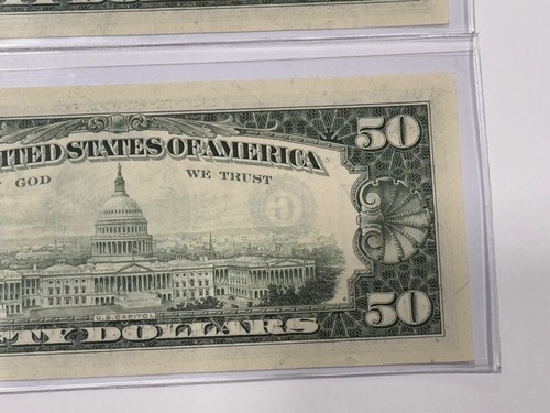 (2) UNCIRCULATED $50 - FIFTY DOLLAR BILLS 1993 CRISP SEQUENTIAL CHICAGO IL - Picture 12 of 12