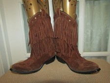 Smoky Mountain Cowboy Brown Leather Fringe Youth Boots Style 3514C Sz 2 R