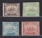 Suez Canal Co. Unused No Gum 1868 Imperf Steamship Set of 4 Stamps