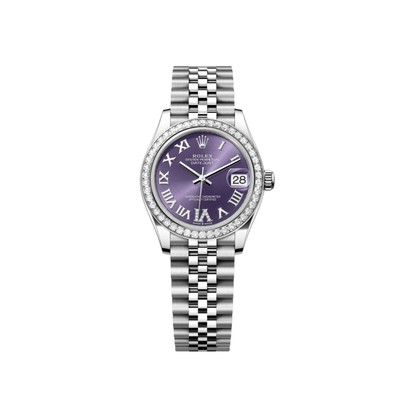 Rolex Datejust 31 278384RBR 'Ladies' Stainless Steel Diamond Bezel Violet Roman
