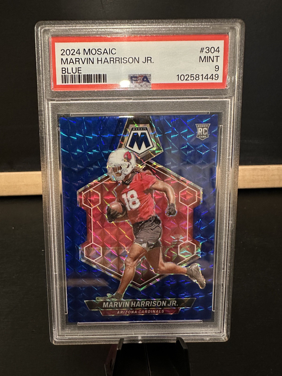 2024 PANINI MOSAIC BLUE #304 MARVIN HARRISON JR. ROOKIE RC 35/99 PSA 9